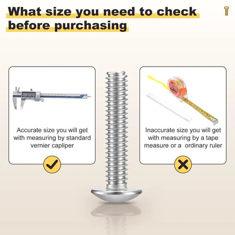 304 Stainless Steel Round Head Phillips Drive Machine Screws M4 0.7x65 25 Piece Set with measurement guide