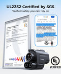 Tough As Nails Ul 2252 Certified Tesla Supercharger To Ccs1 Adapter with UL certification and compliance certificate displayed.