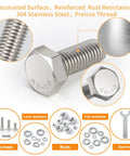 Close-up of 240 Piece Nuts And Bolts Kit With 1/4-20 Hex Bolts And Nuts, Lock Washers, Flat Washers, Stainless Steel Assortment