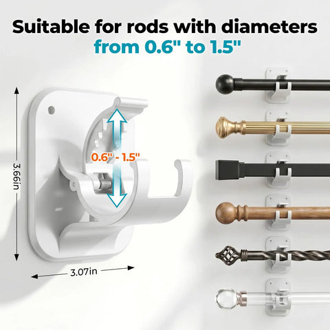 Renters Are Gonna Swear By These No Drill Curtain Rod Brackets Holding Twenty Pounds Without Messing Up Drywall Slick Adhesive Holders Fit Rods From 0.6 To 1.5 Inches Keeping Apartment Walls Straight Pristine For Modern Homes