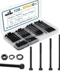 Heavy Duty M5 Screws Kit 128 PC Set With Hex Socket Cap Bolts, Nuts, And Washers In 50, 60, 70, And 80mm, case open view