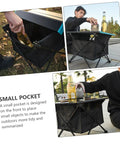 Foldable Camping Table With Storage Bag Kit For Picnic And Barbecue Quick Assembly shown with drinks and gear, close-up of bag pocket