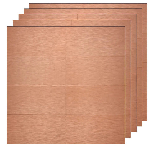 Copper Aluminum Peel And Stick Backsplash Tiles 3x6 Inches Brushed Copper Finish 80 Pack Self Adhesive Kitchen Wall Decor