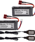 Two Pack 7.4V 1800mAh LiPo Battery With T Plug For 1 To 10 Scale 4WD RC Cars And Trucks Fits Models Like 9201E And 9125 Lightweight 80g Each Beef Up Run Time.
