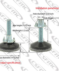 Adjustable Furniture Leg Levelers With High Density Felt Pads To Squash Wobbles And Shield Floors 5/16 Inch Thread 1.5 Base 12 Pack shown with installation parameters.