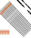 Beefy 30 Inch Carbon Arrows For Target Practice And Bow Hunting 0.309 Inch Outer Diameter With Orange And White Vanes