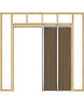 Front view of No-Fuss Pocket Door Frame Kit For 2x4 Walls, 36 By 96 Inches, soft close, galvanized steel studs, durable pine header included.
