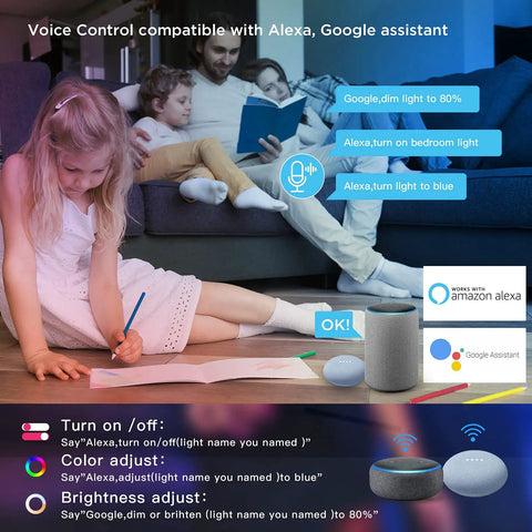 Family using Totally Smart 12 Inch Flush Mount LED Ceiling Light 24W Dimmable with voice control and smart assistant features.