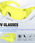 Angled front view of yellow UV protective safety goggles with vented side panels