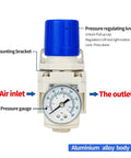 3/8 Inch NPT Air Pressure Regulator For Air Compressors With No Fuss Easy Pull Knob, 0-145 PSI Operating Range, showing parts