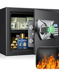 Home Biometric Safe 1.0 Cub With Fingerprint Access, 10-Digit Keypad, LCD Screen, Hidden Dual Alarm, Wall Mount Jewelry And Valuables Safe Box