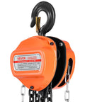 VEVOR hand chain hoist, 3-ton capacity, orange with galvanized G80 chain, front view