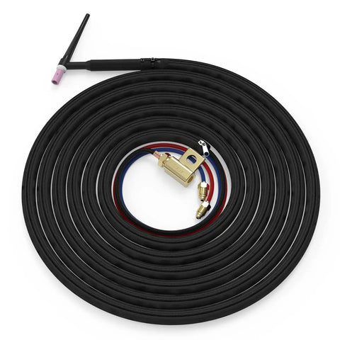 WP 20F 250Amp Water Cooled TIG Welding Torch With Flexible Head And 25 Foot Cable Pro Grade Build Built To Last For Steel And Aluminum Welds Gas And Water Line Connections Included - Coiled View