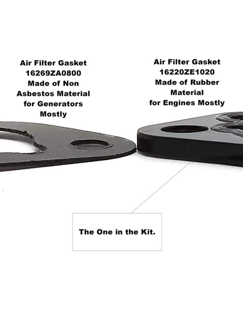 Air filter gaskets from P19 Carburetor Kit With Built In Fuel Tap For Predator 212 And Honda GX Engines, showing material differences.