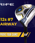 Offset 7 Wood Golf Club Right Hand Senior Flex With Men's Senior Size Black Pro Velvet Grips 42 Inch Standard Length 22 Degree Loft Dyna Flo Graphite Shaft Includes Head Cover