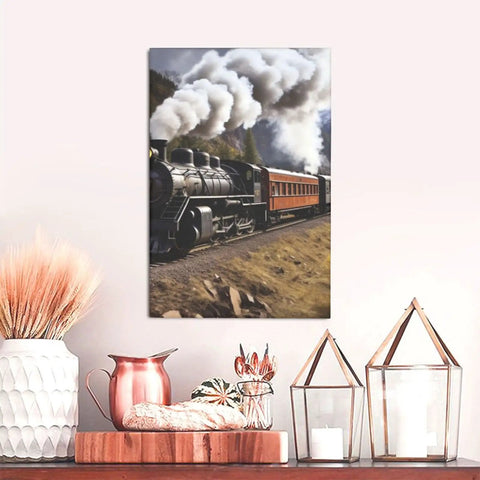 Steam Locomotive Train Canvas Wall Art Poster For Living Room Decor Modern Bedroom Print Dope Wall Hanging Artwork 12x18 Inch