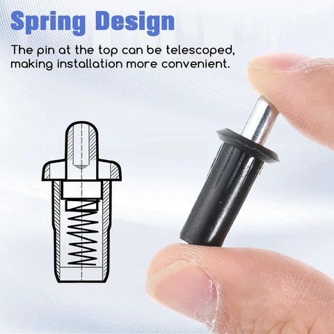 Bully Proof Spring Pin Set For Cabinet Door Dampers And Drawer Hinges 24 Pack, black spring design with telescoping feature for easy installation.
