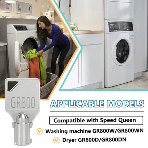 2 Pack GR800 Washer Dryer Key for Your Commercial Laundry Setup 54612 Coin Service Door Key and laundry room scene