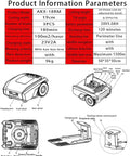 Ultra Quiet Robotic Lawn Mower With Bluetooth App For Hands Free Lawn Care Automating Up To 1500 Square Meters With Path Planning Weatherproof Automatic Charging Smart Garden Robot, technical product specifications and diagrams.