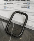 8 Inch Center-To-Center Shower Door Handle 304 Stainless Steel Back-To-Back Glass Pull Matte Black Finish