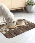 High Absorbency Diatom Mud Dish Drying Mat For Kitchen Counter And Sink, Vintage Country Flowers Brown Wood Grain, 16x24