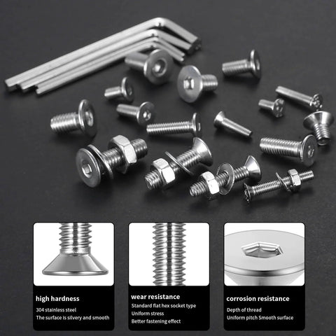 Comprehensive M3 M4 M5 M6 M8 Screws Bolts Set With Hex Socket Flat Head Countersunk Hardware 1144 Pieces Including Nuts Washers And Allen Wrench Durable Carbon Steel Kit For Electronics Furniture Repair And All Your DIY Projects product image