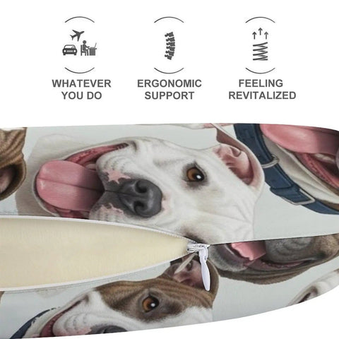 U Shaped Neck Pillow For Travel And Office Napping Reusable Lightweight Multi Functional Cushion With Pitbull Design