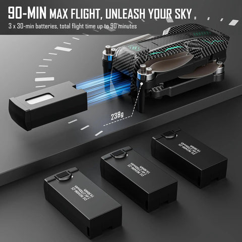 Foldable Drone With 4K Camera For Adults And Beginners, FPV RC Quadcopter With GPS Follow, battery pack on display