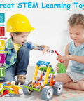 Children playing with Totally Fun 10 In 1 STEM Building Set For Kids Ages 4 To 8 A 167 Piece Creative Engineering Kit