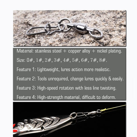 Duo Lock Snap Swivels Heavy Duty Stainless Barrel Swivels For Saltwater And Freshwater Fishing 25 Pack 26.4 Lbs Rating Copper Body With Solid Rings And Dual Locks, size 0#-8#