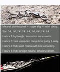 Hella Tough Saltwater And Freshwater Duo Lock Snap Swivels With Stainless Steel Barrel and Ball Bearing Spin Killer Fishing Tackle Kit on rock surface.