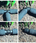 Half Inch Soaker Hose Fittings Kit 26 Piece Garden Irrigation Connectors with tees and couplings in soil
