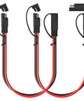 Beefy 2 Pack 2 Pin Quick Disconnect Polarized SAE Wire Harness, 1 Foot Long 10 AWG Bullet Lead Cable shown with dust caps