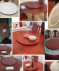 White Round Wooden Lazy Susan Turntable For Dining Table 360 Degree Rotating Tray Large Centerpiece Server in various settings