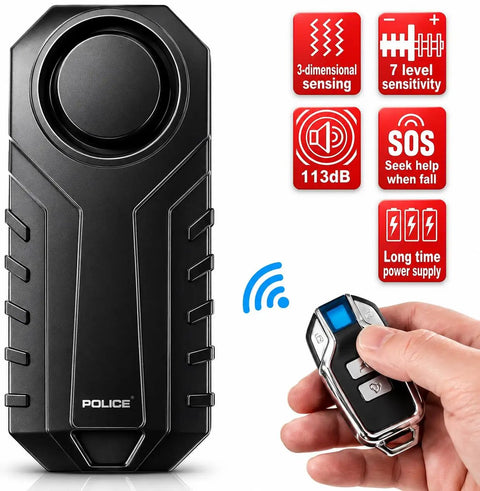 Super Loud 113dB Bike Alarm With Remote Wireless Anti Theft Vibration Sensor Waterproof Security System For Motorcycle E Bike Scooter And Trike Perfect For City Commuters Students And Riders Who Need Quick Theft Deterrence