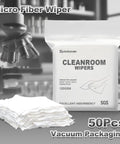 Ultra Soft 9x9 Cleanroom Wipes 50 Count 100 Polyester Microfiber Class 100 120 GSM Double Knit Lint Free Cloths packaging