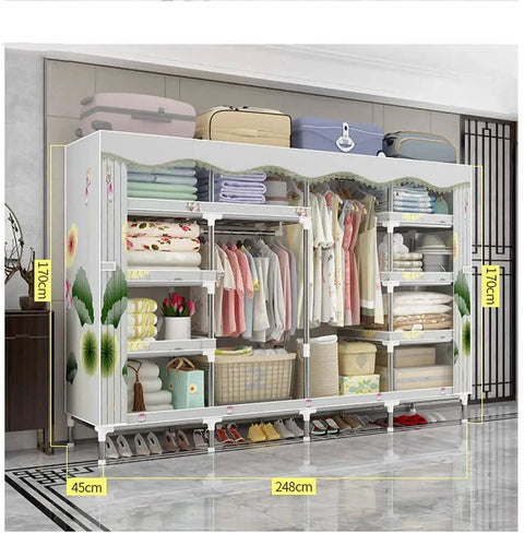 Heavy Duty Foldable Wardrobe With A Rock Solid Steel Frame Hella Spacious Portable Closet For Hanging Shirts Pants And All Daily Gear No Sweat Snap Together Setup Clean Blue Vibe
