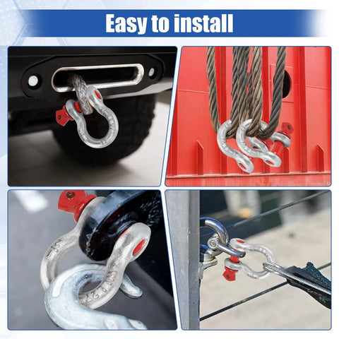 Street Savvy And Trail Tough 2Ton D Ring Shackles Rated At 4400 Lbs, Forged Steel Clevis Rigging Links for easy installation on various equipment.