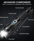 Close-up of advanced components on 4 Pack Rechargeable LED Flashlights With 990,000 Lumens Ultra Bright Go To Light, waterproof build