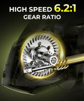 Sharky X Spinning Reel With Six Point Two To One Gear Ratio And Carbon Fiber Drag 33 Lb internal gear mechanism close-up