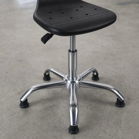 Built Tough Antistatic Shop Stool Height Adjustable Rolling Work Seat with Swivel Casters for Cleanrooms and Assembly Lines, chrome base