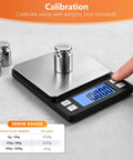High Precision Jewelry Scale With 0.01g Accuracy And 1000g Capacity Portable Digital Gram Scale For Gold Silver Bullion Coins Gems And Crafts Featuring Hold Tare And Counting Functions Black shown in calibration mode with weights