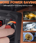 Close-up of Mini Stick Welder 110V 250A Portable MMA Welding Machine For Beginners with hot start arc force and anti stick features.