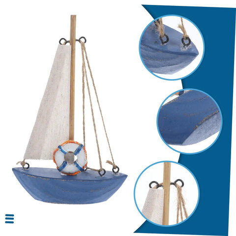 Mediterranean Wooden Sailboat Model Decor for Home and Office Cozy Cottage Nautical Vibe Ornament lightweight wooden sailboat