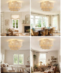 XINGSIYUELYX Ceiling Fan with Light in a modern living room and bedroom, featuring a gold ceiling design and stylish lighting.