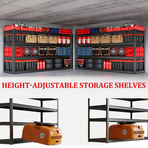 Industrial 67 Inch Wide Heavy Duty Garage Shelving Unit With 3500 Lbs Capacity 30 Inch Deep Adjustable Steel Shelves For Basement Kitchen And Warehouse Storage One Piece Design Built Tough Workhorse For Any Space, black steel garage shelves