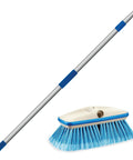Deluxe Telescoping Deck Brush Kit With Extendable Aircraft Grade Aluminum Handle, Blue bristle head, and ergonomic design