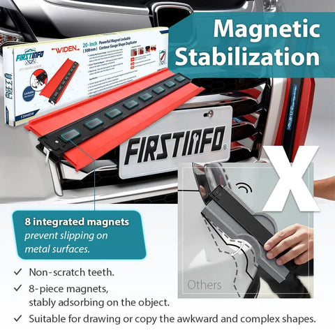 Metal Locking Magnetic Contour Gauge 20 Inch Twin Scale Duplicator With Locking Pins for automotive use with magnets shown
