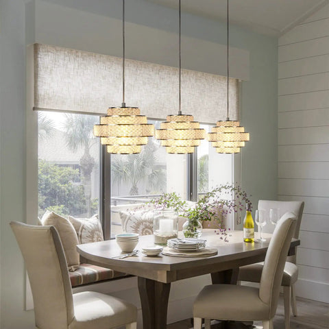 Modern Pendant Light With Adjustable Height Acrylic Multilayer Lantern Chandelier Hanging Fixture For Kitchen Island Living Room And Bedroom 3 Pack Great For Dining Areas Ambience And Home Decor over dining table