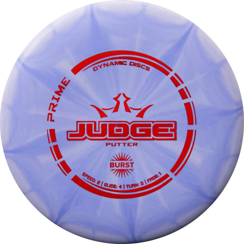 Prime Burst Judge putter disc in three disc golf set with putter midrange and driver including cadet shoulder bag towel and mini